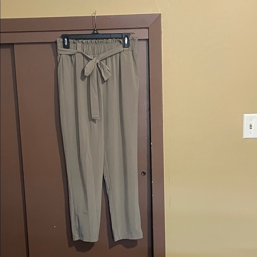 Women's Tan Tie-Waist Pants